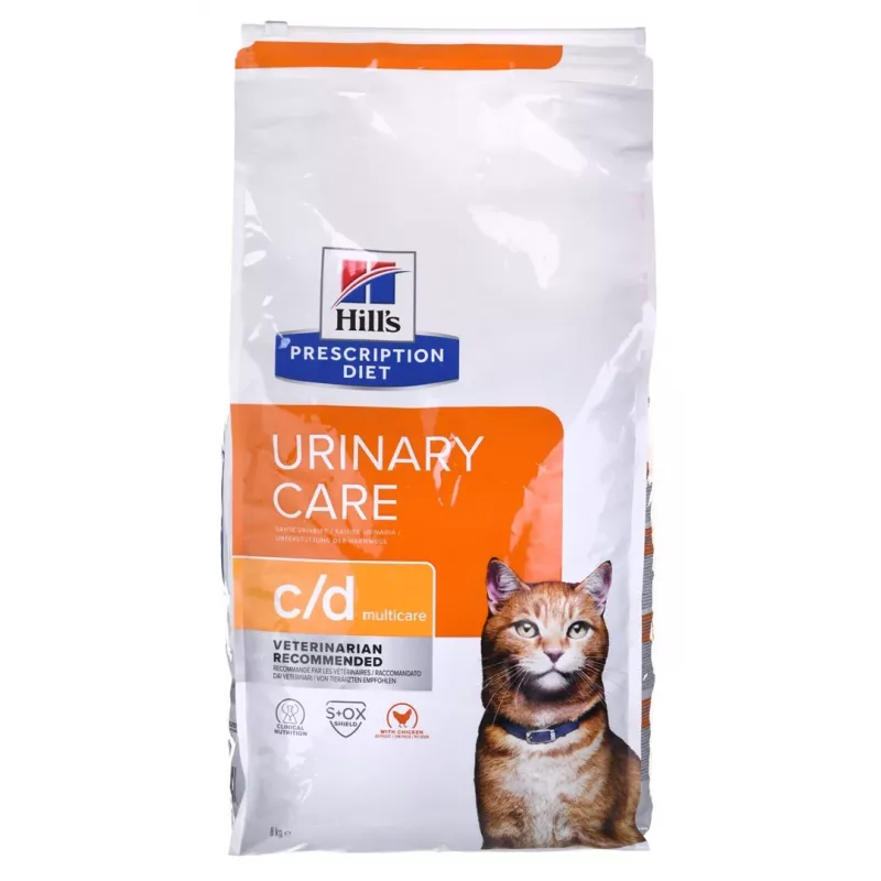 HILL'S PRESCRIPTION DIET Feline c/d Urinary Care Multicare sausā kaķu barība ar vistu 8 kg