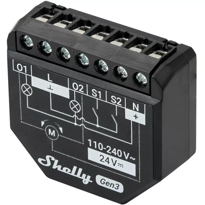 Shelly 2PM Gen3 viedais slēdzis 2P melns
