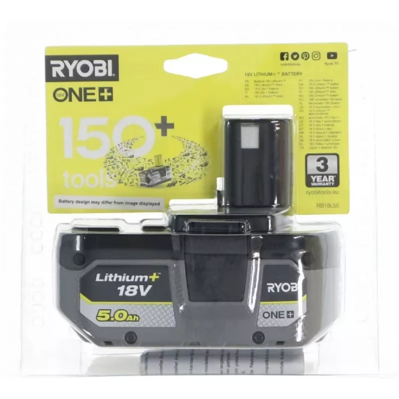 Ryobi 5133002433 RB 18L50 ONE+ 18V akumulators 18 voltu 5,0 Ah Li-Ion