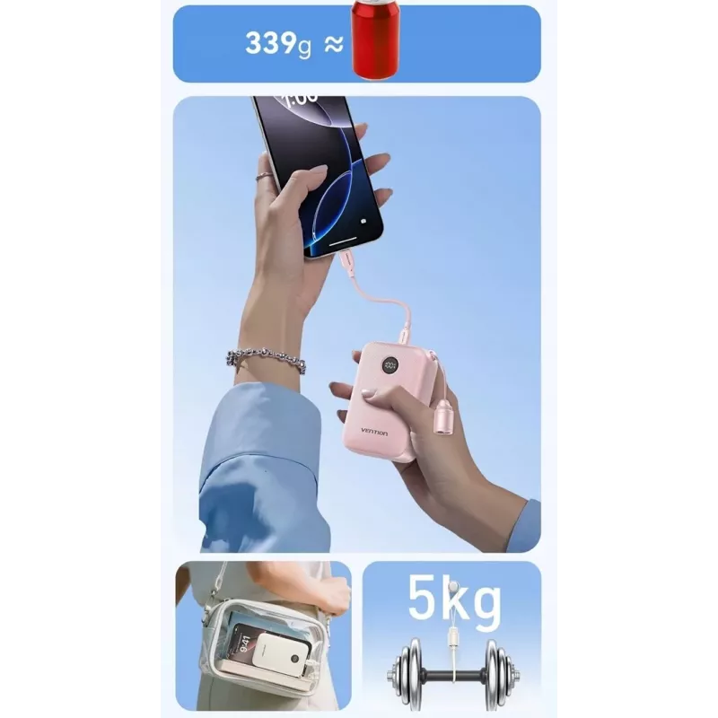 Ārējais akumulators Vention FKBL0-C 20000 mAh, 2x USB-C + 1x USB-A, zils