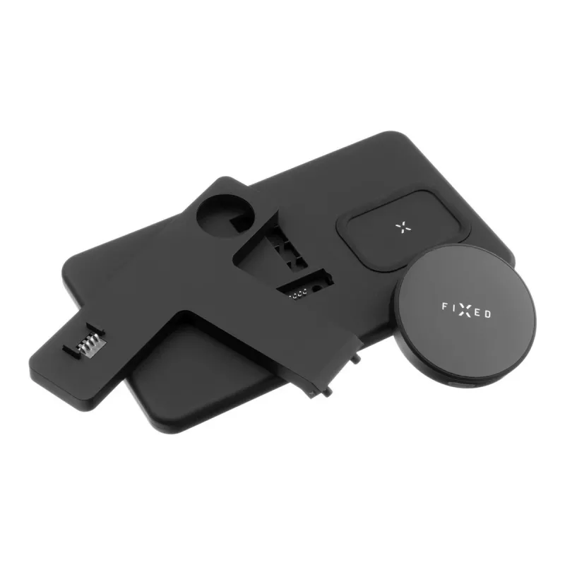 Fiksēts | MagPowerstation 3-in-1 bezvadu uzlādes statīvs ar MagSafe stiprinājumu | FIXMPOS-BK | Melns