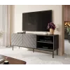 AV/TV skapis cama meble ABETO RTV uz melna tērauda rāmja 150x42x60 cm grafīta/spīdīgi grafīta