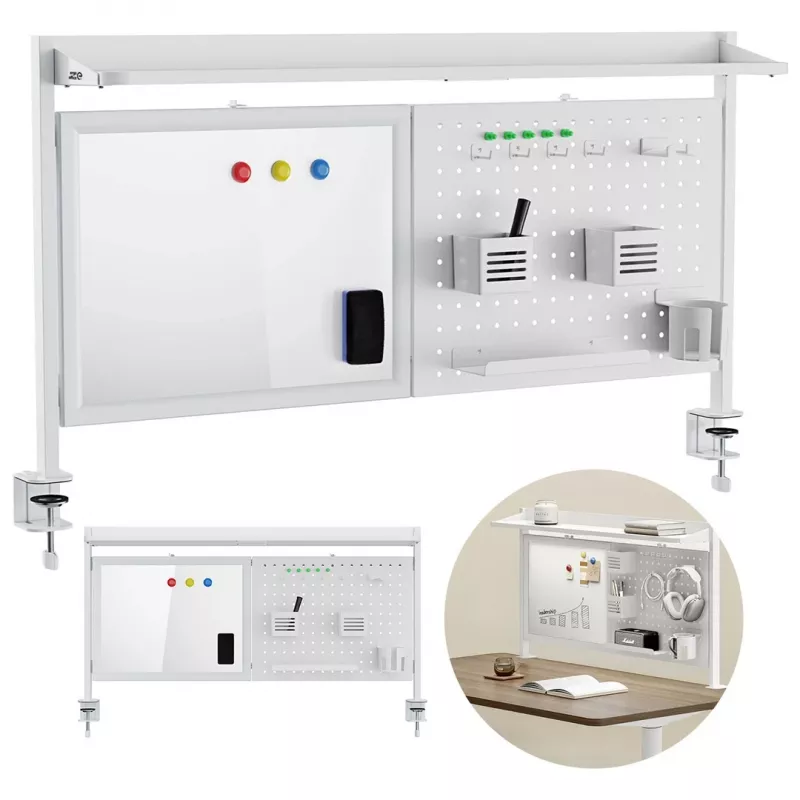 Galda nodalījums ergo office ER-301 W — 1116 mm plats tērauda ekrāns ar magnētisko tāfeli, balts, maks. slodze 10 kg