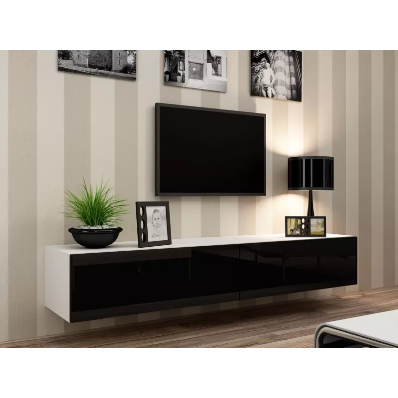 Cama viesistabas mēbeļu komplekts VIGO 22 balts/melns glancēts