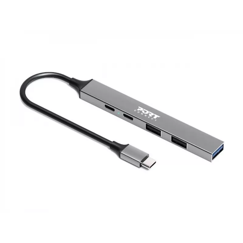USB centrmezgls Port Designs 900163 Type-C 5000 Mbit/s Sudraba