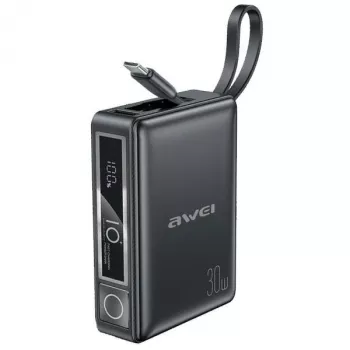 Ārējais akumulators 10000mAh 30W P87K ar integrētu USB-C