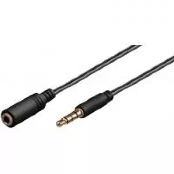 Wentronic Goobay 3,5 mm ligzdas pagarinātāja kabelis, melns, 0,5 m - 3,5 mm spraudnis (4 kontaktu, stereo) > 3,5 mm ligzda (4 kontaktu, stereo) (62476)