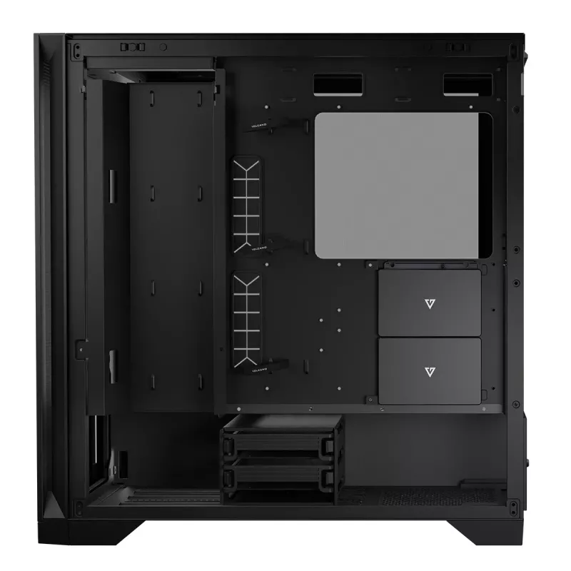 PC Case MODECOM VOLCANO EXPANSE S MIDI Melns — rūdīts stikls, USB-C, atbalsta micro ATX, GPU līdz 430 mm