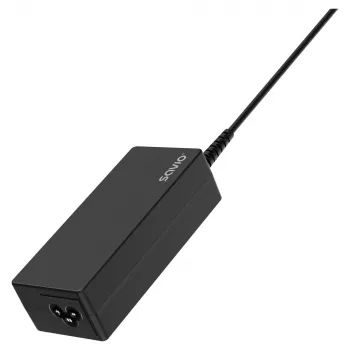 Iekštelpu maiņstrāvas lādētājs SAVIO ZA-01, 65 W USB‑C PD 3.0, 100–240 V ieeja, viena pieslēgvieta, melns