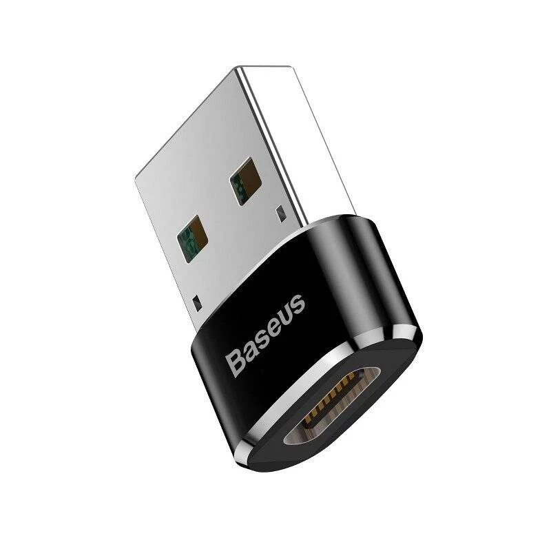 Baseus USB vīriešu savienotājs uz Type-C sieviešu adaptera pārveidotājs melns
