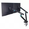 Monitoru stiprinājums DIGITUS Dual design 2×35 collu ekrāniem, skava, 2×10 kg, VESA 75×75–100×100, slīpums -45–90°