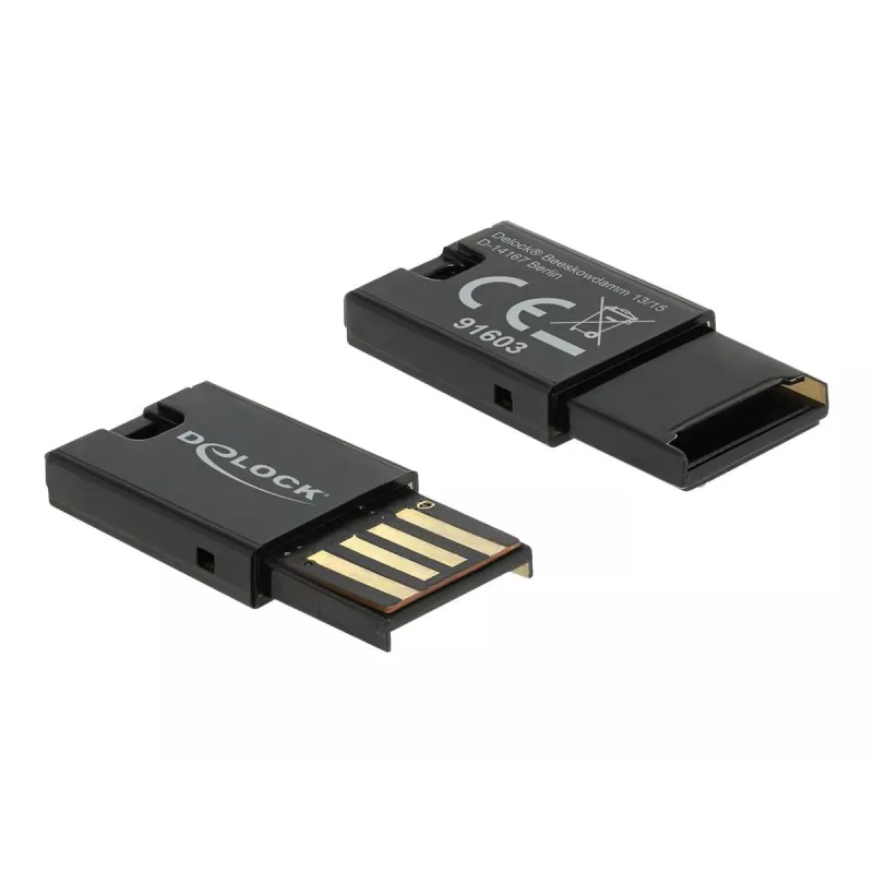 DeLOCK USB 2.0 karšu lasītājs melns Micro SD MicroSDHC MicroSDXC 480 Mbit/s