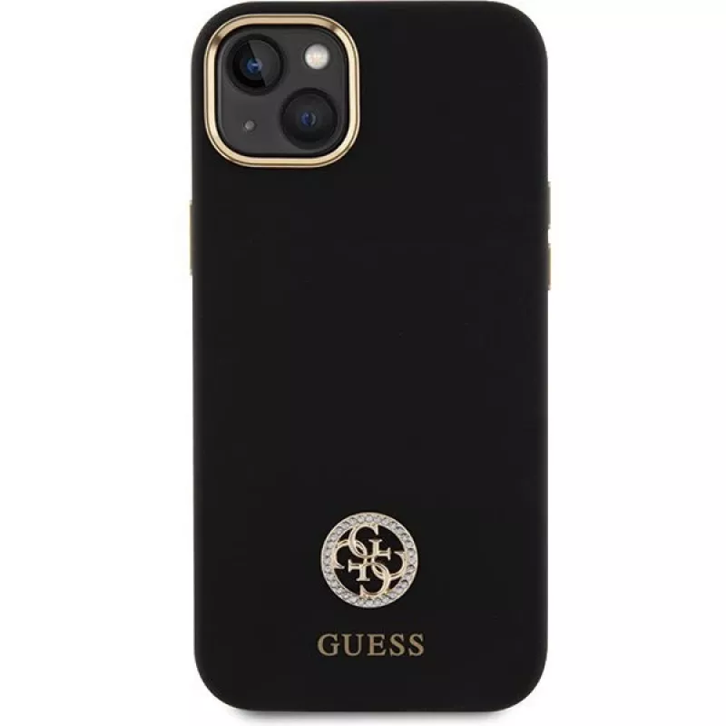 GUESS | GUHCP15M4DGPK | Aizmugurējais vāciņš | Apple | iPhone 15 Plus/14 Plus | TPU, Silikons, Mikrošķiedra | Melns