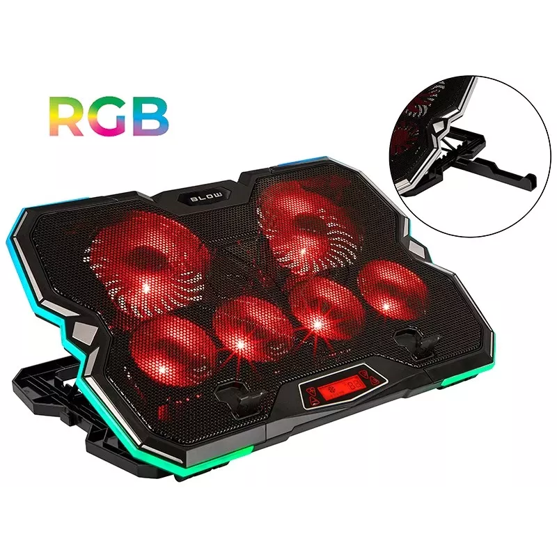 6 VENTILATORU VORTEX RGB Klēpjdatora dzesēšanas paliktnis