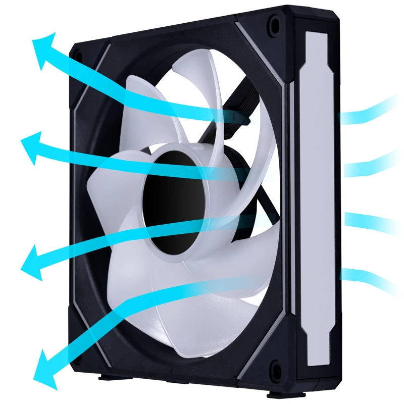 140mm Lian Li UNI FAN SL-INF Reverse Blade RGB korpusa ventilators, modelis UF-RSLIN140-1B