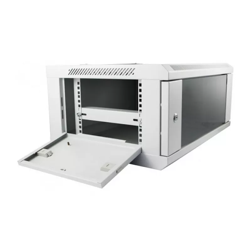 Pie sienas stiprināms statīvskapis ALLNET ALL-SMC6604GRAU 4U, pelēks, 50 kg ietilpība, atslēgas slēdzene