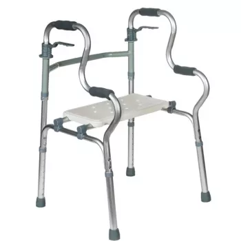 Rehabilitācijas staigulis REHA FUND RF-133 3in1, alumīnija/tērauda rāmis, regulējams augstums 81–99 cm, 2 riteņi, sēdeklis, maks. slodze 100 kg