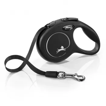 Izvelkamā siksna Flexi New Classic Cat XS 3 m — auklas pavada maziem mājdzīvniekiem, melna, maksimālā slodze 8 kg