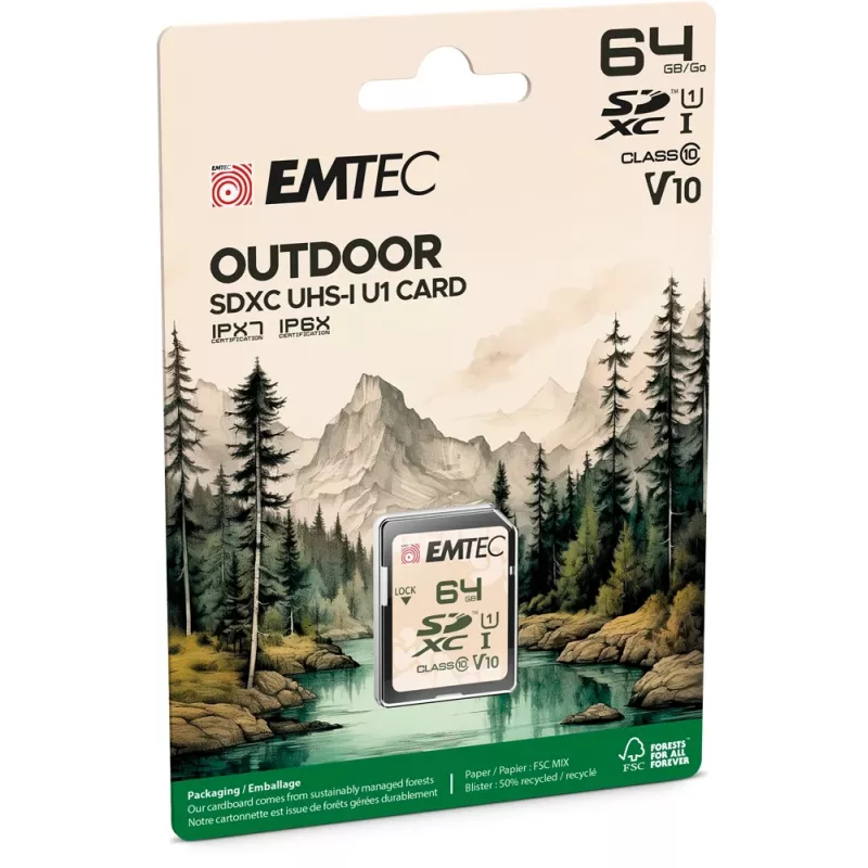 Zibatmiņa Emtec 64GB UHS-I SDHC V30/V10 Outdoor