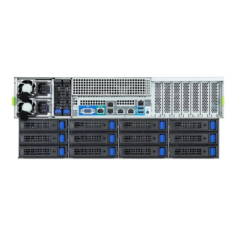 4U statīvu serveris GIGABYTE S453-S70-AAV1 — divu ligzdu LGA4677, DDR5, 16 DIMM, 38× 2,5 collu/M.2, 1600 W lieka barošanas bloka (80 PLUS Titanium)