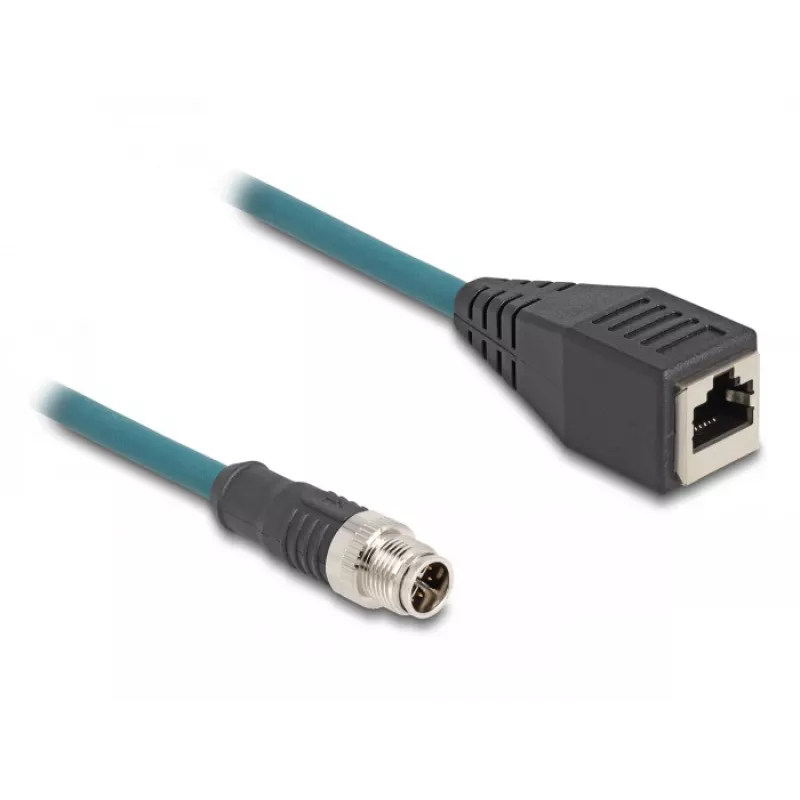 DeLOCK M12 adaptera kabelis X-kodēts 8 kontaktu vīrišķais uz RJ45 sievišķo 50 cm