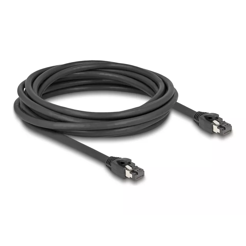 Delock - Tīkla kabelis - RJ-45 (V) uz RJ-45 (V) - 5,0m - 7,5 mm - S/FTP - CAT 8,1 - bez halogēna, aizsardzība pret aizķeršanos, līdz 40 Gbps datu pārraides ātrums - melns (80236)