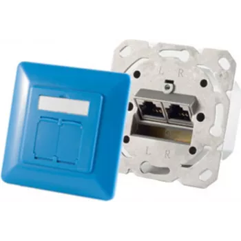 Kontaktligzda 2 x RJ-45 ShiverPeaks 74280-B — Cat6a, 500 MHz, zila, metāla korpuss
