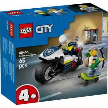 LEGO City Policijas motocikla pakaļdzīšanās komplekts 60455 — 65 detaļas, 2 minifigūras, vecumam 4+