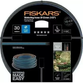 Dārza laistīšanas šļūtene Fiskars 13 mm (1/2 collas) 30 m garumā