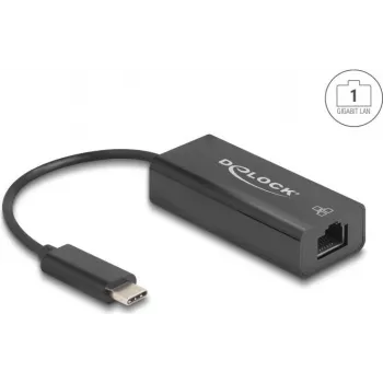 Tīkla adapteris DELOCK 64306 USB Type-C uz Ethernet 100 Mbit/s, vadu, melns