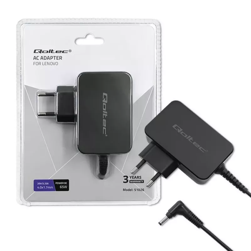 Qoltec 51026 barošanas adapteris/invertors Iekštelpām/ārtelpām 65 W Melns