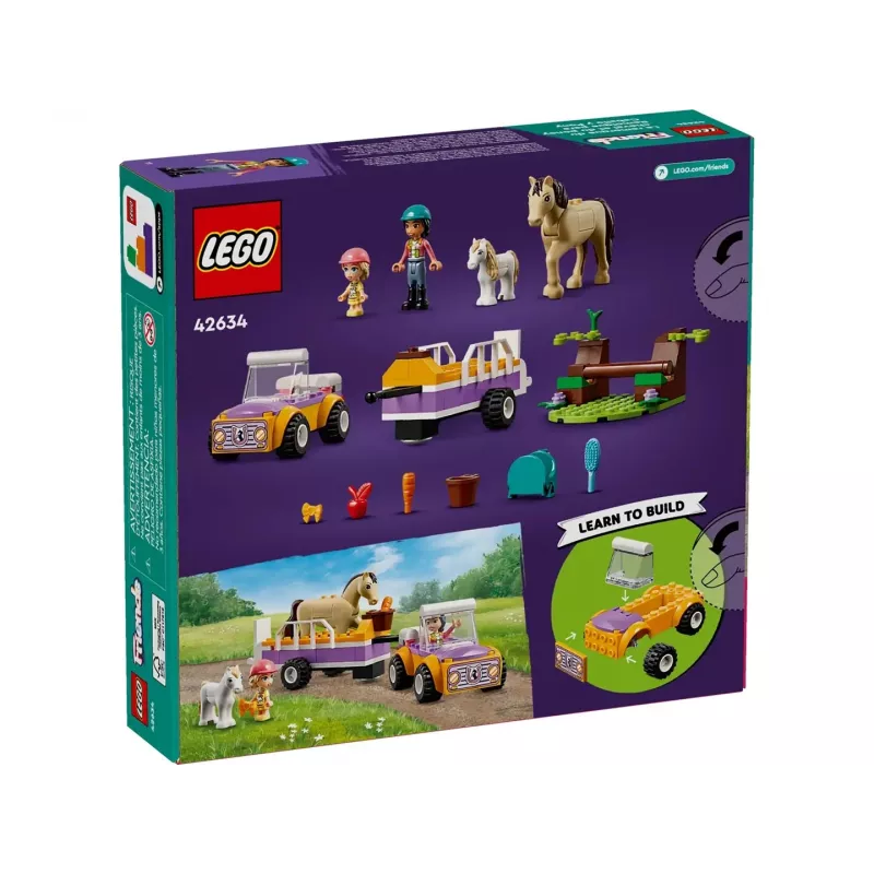 LEGO Friends Zirga un ponija piekabes dzīvnieku rotaļlietu komplekts 42634