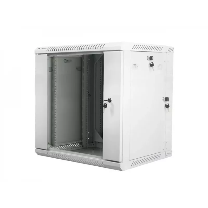 DIVSEKCIJU SIENAS MONTĀŽAS SKAPIS 19 inch 12U 600X600 PELĒKS LANBERG (PLAKANS IEPAKOJUMS)