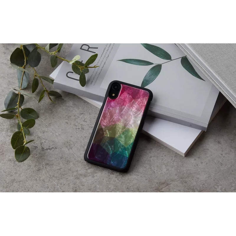 viedtālruņa maciņš iKins iPhone XR — water flower design, Melns