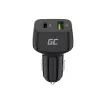 Automašīnas mobilās ierīces lādētājs zaļa Cell CAD33, 42 W, USB-C PD + USB-A QC3.0, 12/24 V ieeja, 5–12 V izeja