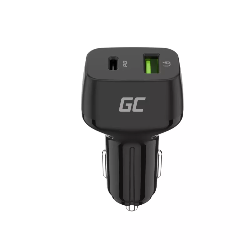 Automašīnas mobilās ierīces lādētājs zaļa Cell CAD33, 42 W, USB-C PD + USB-A QC3.0, 12/24 V ieeja, 5–12 V izeja