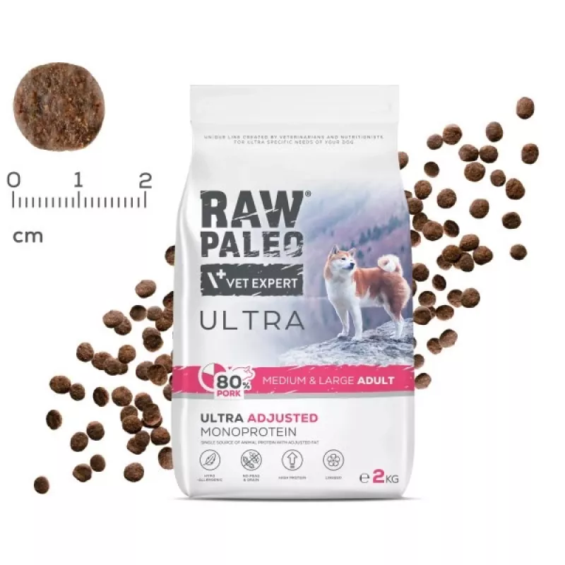 RAW PALEO Ultra Pork Medium & Large Adult - sausā suņu barība - 10kg