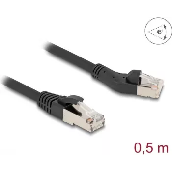 Tīkla kabelis DeLOCK RJ45 Cat.8.1 Spraudnis 45° Kreisais 0,5m Melns