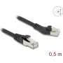 Tīkla kabelis DeLOCK RJ45 Cat.8.1 Spraudnis 45° Kreisais 0,5m Melns