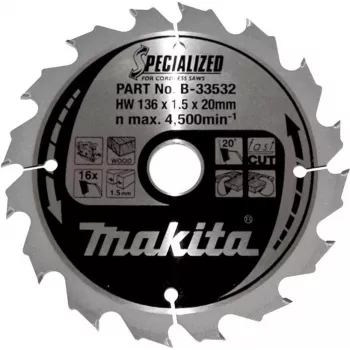 Makita Specialized - ripzāģa asmens - kokam - 136 mm - 16 zobu (B-33532)