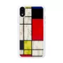 Viedtālruņa maciņš iKins iPhone XR Mondrian balta — aizsargājošs cietais aizmugurējais vāciņš