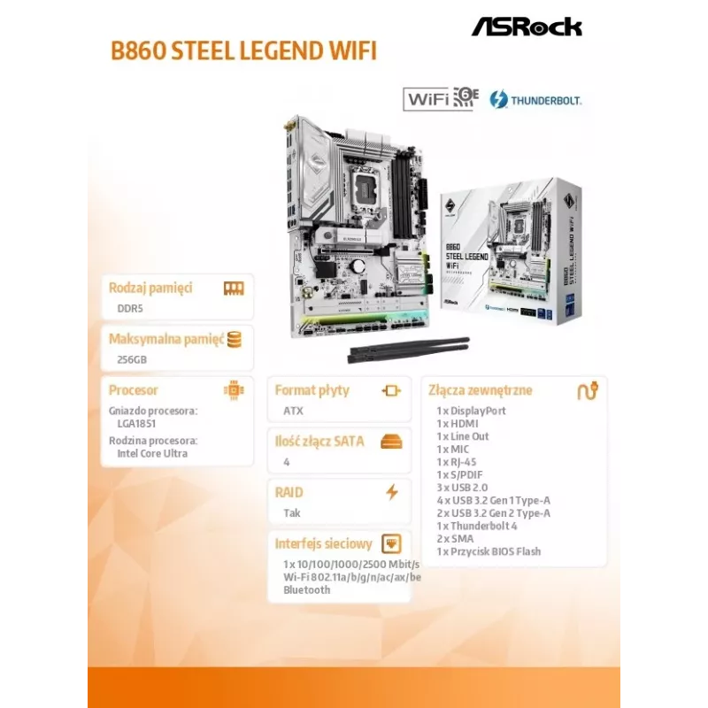 ASRock B860 Steel Legend WiFi ATX mātesplate