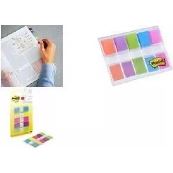 Pašlīmējošās indeksa lapiņas 3M Post-It 7100102672 – 11,9×43,2 mm, 5 krāsas, 100 lapiņas
