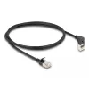 DeLOCK RJ45 tīkla kabelis Cat.6A S/FTP plāns 90° uz augšu vērsts leņķveida 1 m melns
