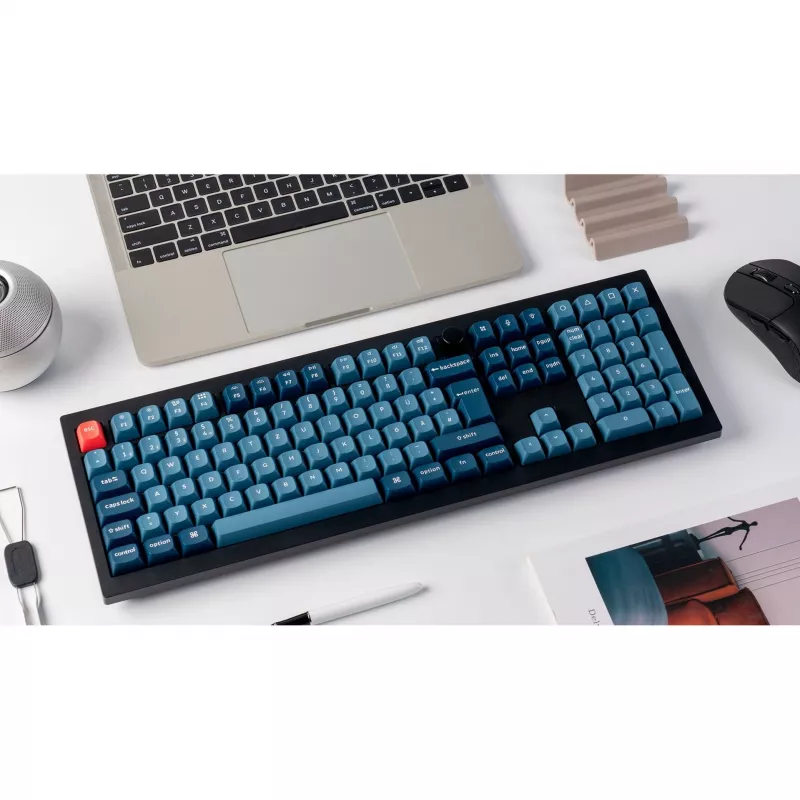 V6 Max, Gaming Keyboard melns/zili pelēks, DE izkārtojums, Gateron Jupiter Red, Hot-Swap, RGB