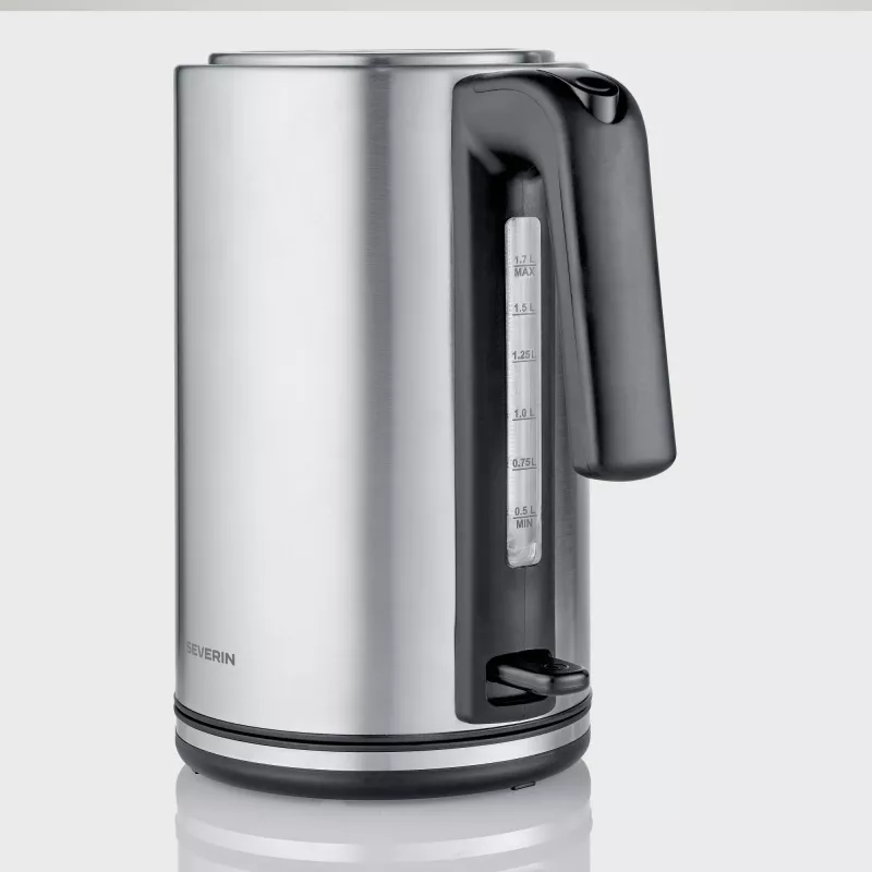 Elektriskā tējkanna SEVERIN WK 3449 — 1,7 L, 2400 W, nerūsējošais tērauds/plastmasa, melna-sudraba