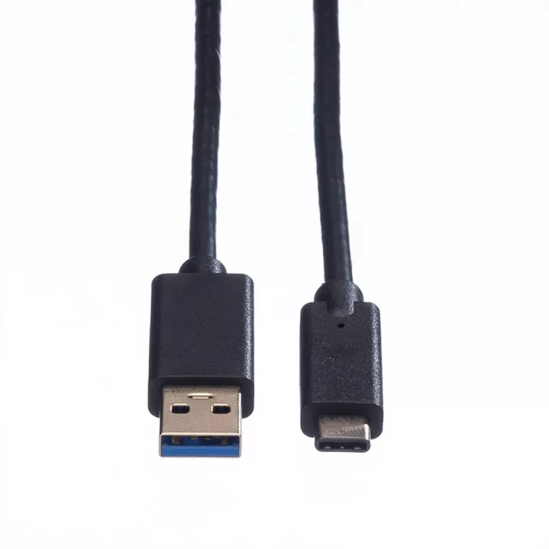 ROLINE - USB kabelis - USB Type C (vīr.) - 9 kontaktu USB Type A (vīr.) - 50 cm (USB 3.1) - formēts - Melns (11.02.9010)
