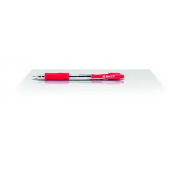 Lodīšu pildspalva Stanger 18000300040 Softgrip izvelkama — sarkana tinte, izvelkams uzgalis, mīksts satvēriens
