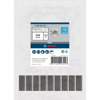 Bosch griešanas segmenti 102 x 450 mm, 1 1/4 collu urbums (modelis 2608601752)