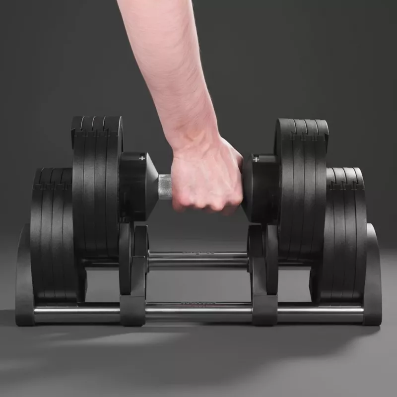 Regulējama čuguna hantele Rebel Active 36 kg, automātiska 2 kg soļu regulēšana
